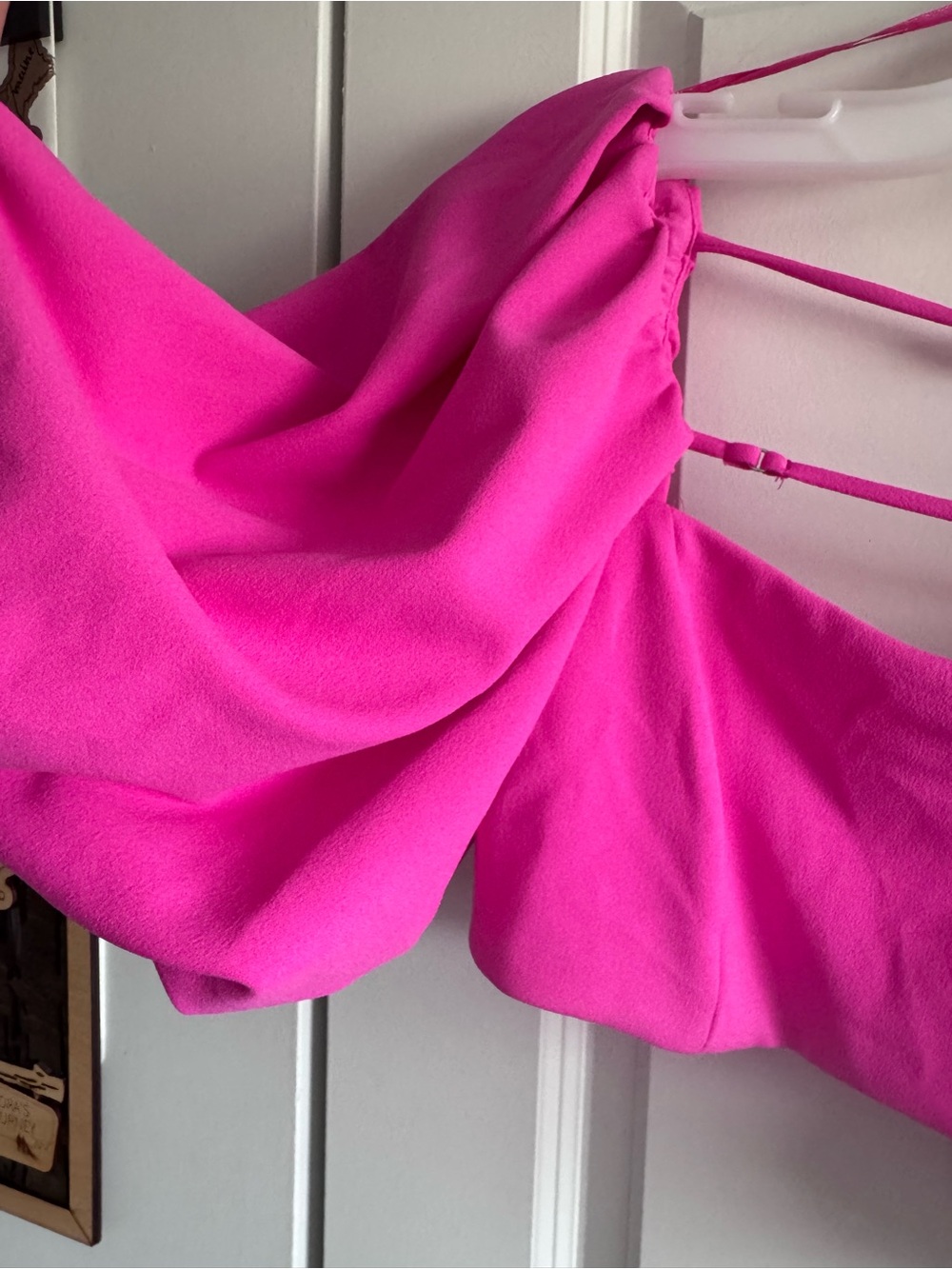 Zara Hot Pink Puff-Sleeve Crop Top - Picture 5 of 8